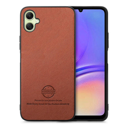 Samsung Galaxy A06 Case - Vegan Leather and Twill Fabric Skin with Anti-Scratch and Drop Protection Back Phone Case