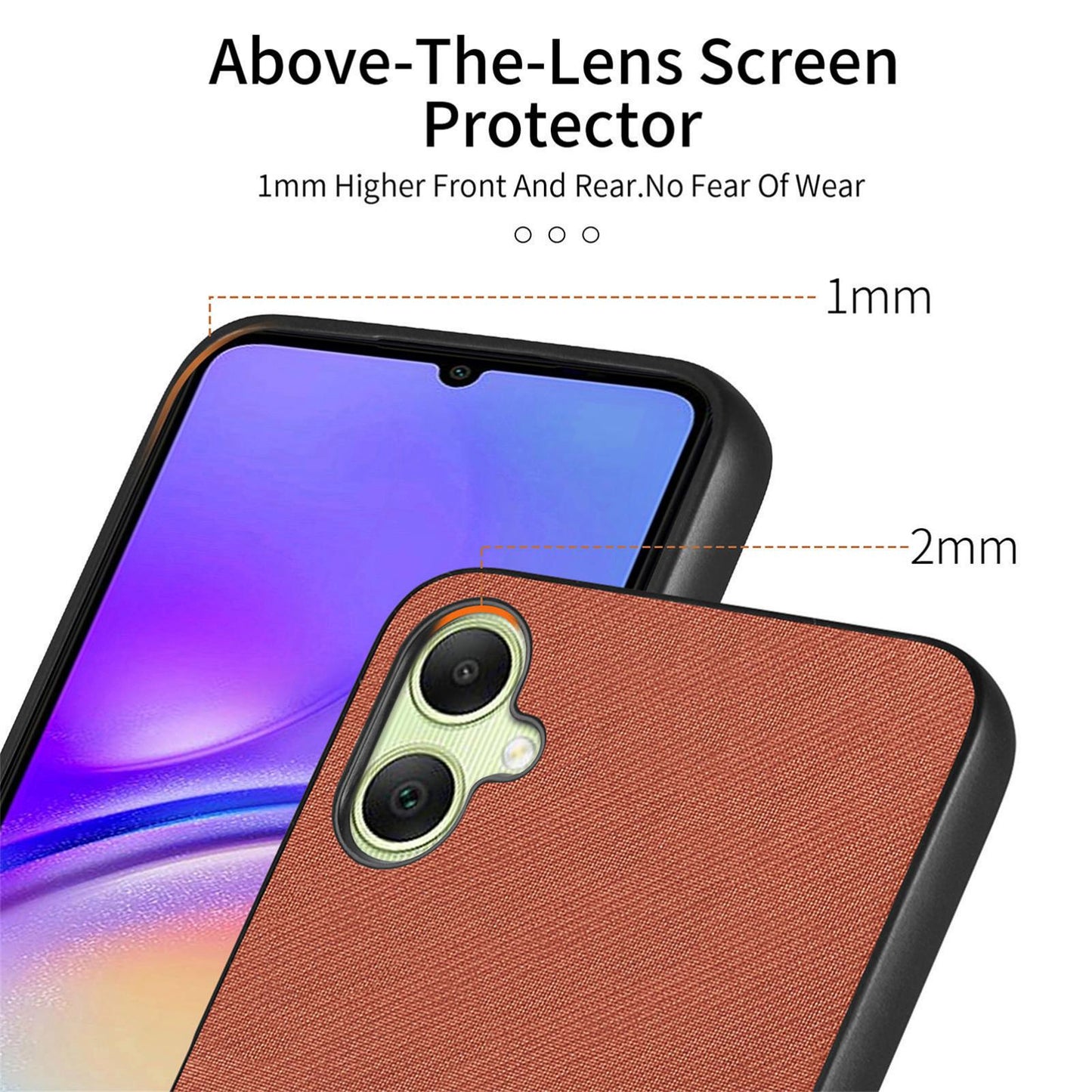 Samsung Galaxy A06 Case - Vegan Leather and Twill Fabric Skin with Anti-Scratch and Drop Protection Back Phone Case