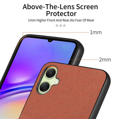 Samsung Galaxy A06 Case - Vegan Leather and Twill Fabric Skin with Anti-Scratch and Drop Protection Back Phone Case