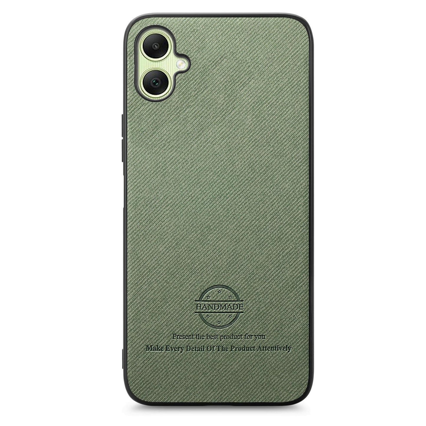 Samsung Galaxy A06 Case - Vegan Leather and Twill Fabric Skin with Anti-Scratch and Drop Protection Back Phone Case