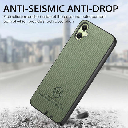 Samsung Galaxy A06 Case - Vegan Leather and Twill Fabric Skin with Anti-Scratch and Drop Protection Back Phone Case