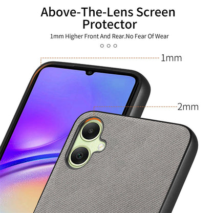 Samsung Galaxy A06 Case - Vegan Leather and Twill Fabric Skin with Anti-Scratch and Drop Protection Back Phone Case