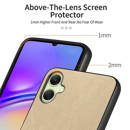 Samsung Galaxy A06 Case - Vegan Leather and Twill Fabric Skin with Anti-Scratch and Drop Protection Back Phone Case