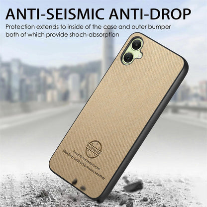 Samsung Galaxy A06 Case - Vegan Leather and Twill Fabric Skin with Anti-Scratch and Drop Protection Back Phone Case