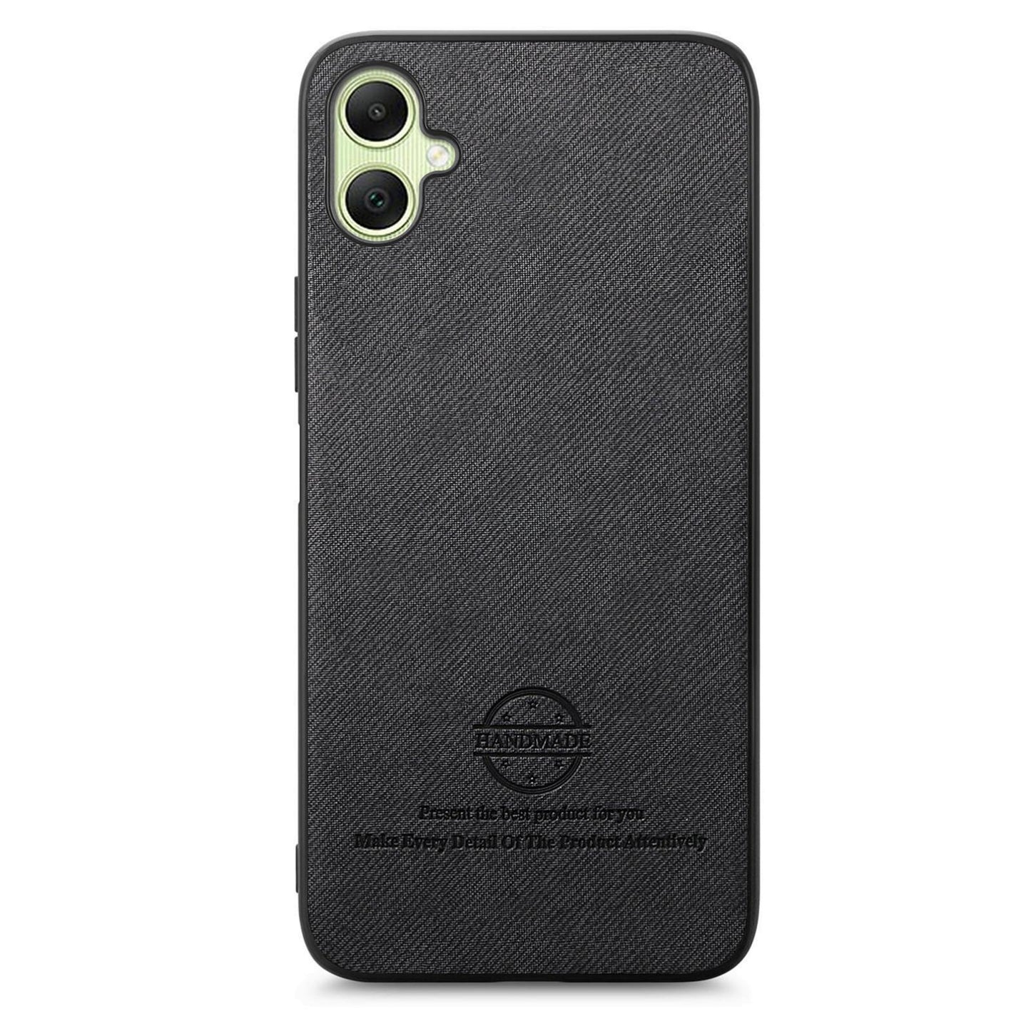 Samsung Galaxy A06 Case - Vegan Leather and Twill Fabric Skin with Anti-Scratch and Drop Protection Back Phone Case
