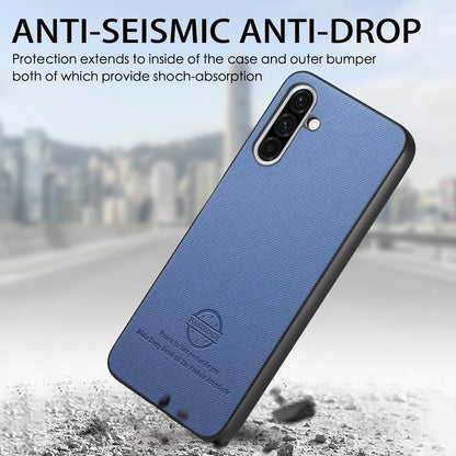 Samsung Galaxy A16 Case - Vegan Leather and Twill Fabric Skin with Anti-Scratch and Drop Protection Back Phone Case