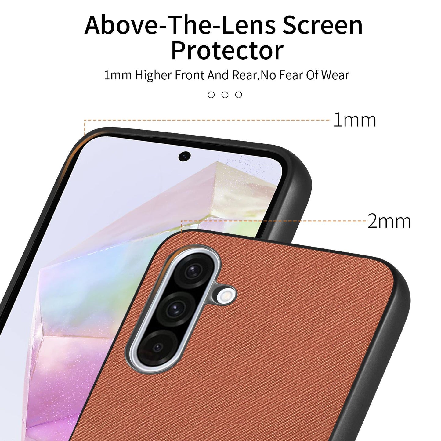 Samsung Galaxy A16 Case - Vegan Leather and Twill Fabric Skin with Anti-Scratch and Drop Protection Back Phone Case