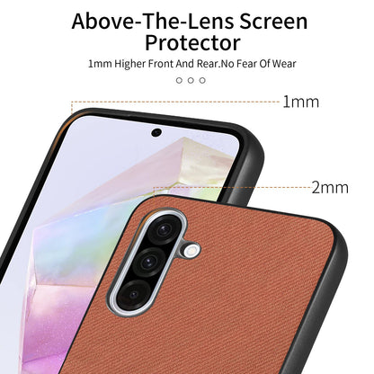 Samsung Galaxy A16 Case - Vegan Leather and Twill Fabric Skin with Anti-Scratch and Drop Protection Back Phone Case
