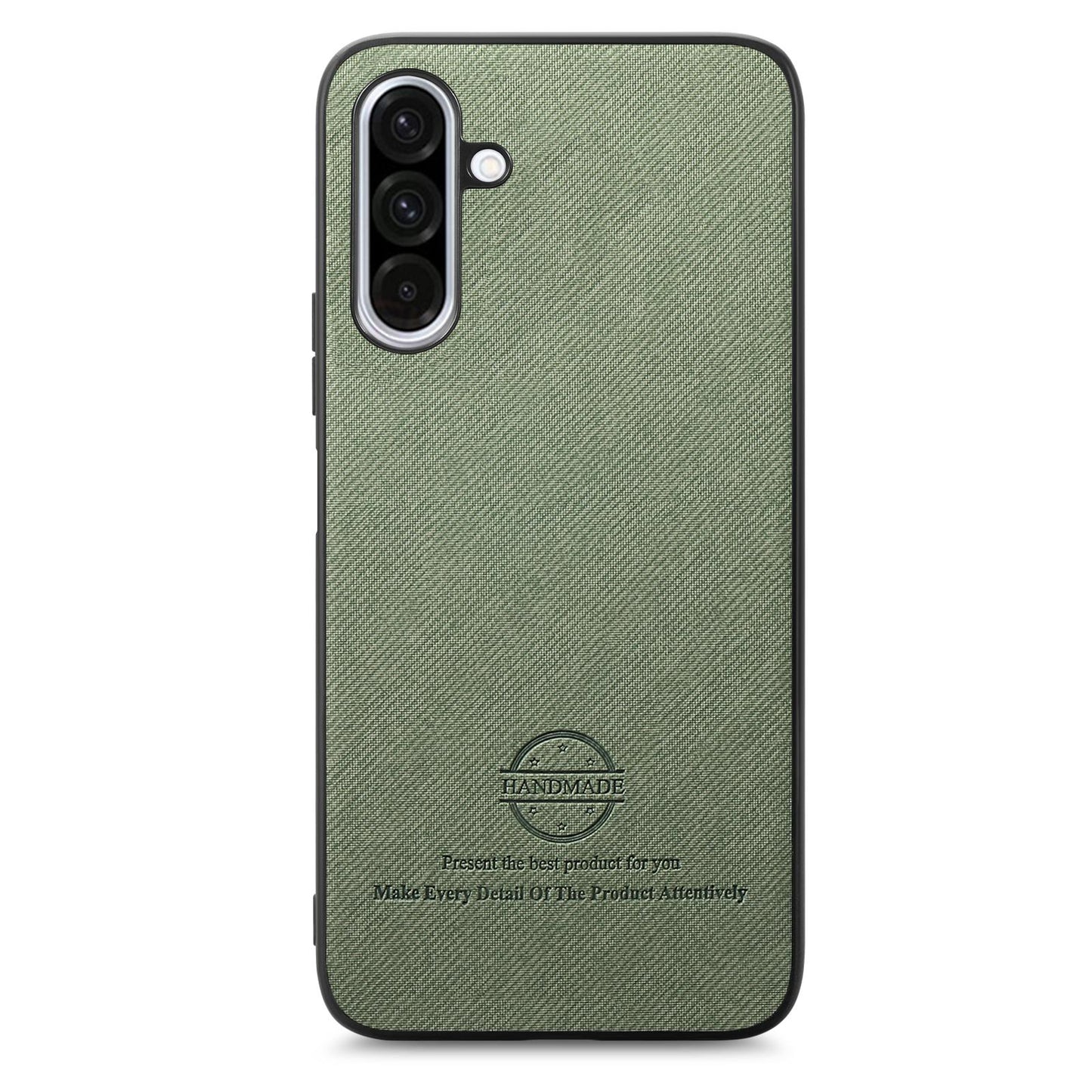 Samsung Galaxy A16 Case - Vegan Leather and Twill Fabric Skin with Anti-Scratch and Drop Protection Back Phone Case