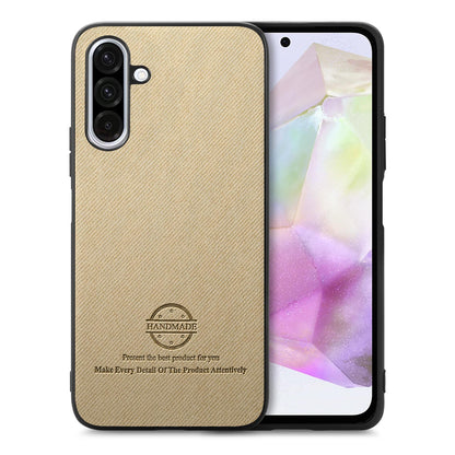 Samsung Galaxy A16 Case - Vegan Leather and Twill Fabric Skin with Anti-Scratch and Drop Protection Back Phone Case