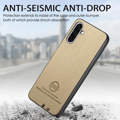 Samsung Galaxy A16 Case - Vegan Leather and Twill Fabric Skin with Anti-Scratch and Drop Protection Back Phone Case