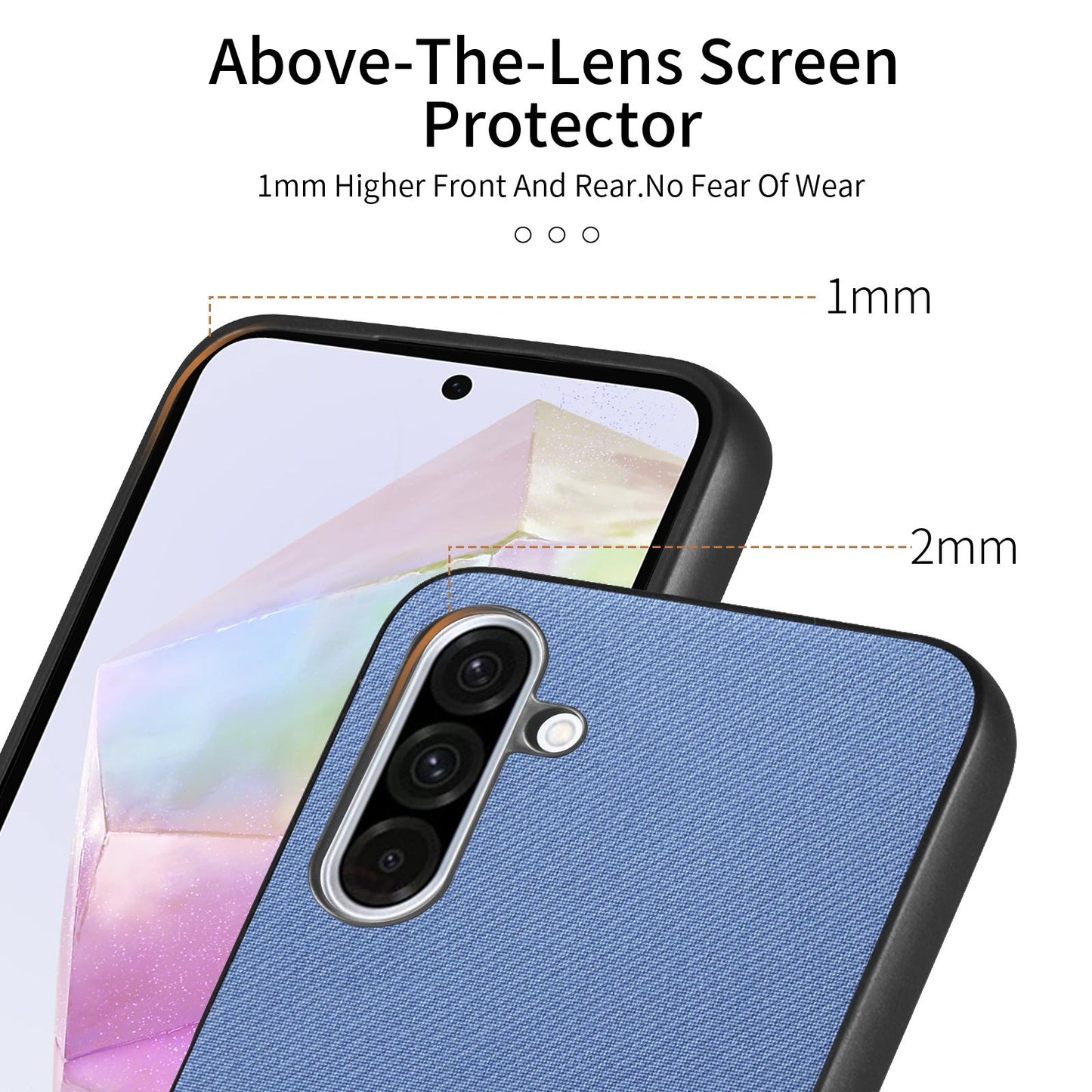 Samsung Galaxy A26 Case - Vegan Leather and Twill Fabric Skin with Anti-Scratch and Drop Protection Back Phone Case