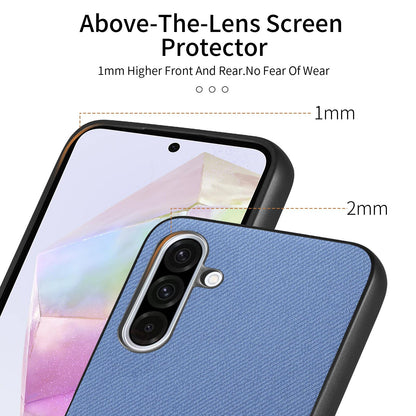 Samsung Galaxy A26 Case - Vegan Leather and Twill Fabric Skin with Anti-Scratch and Drop Protection Back Phone Case