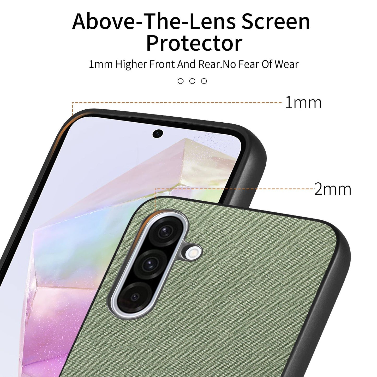 Samsung Galaxy A26 Case - Vegan Leather and Twill Fabric Skin with Anti-Scratch and Drop Protection Back Phone Case