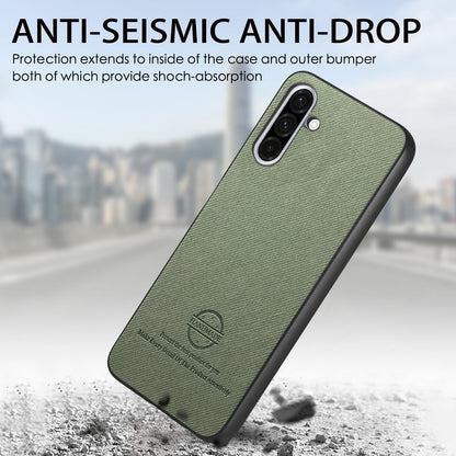 Samsung Galaxy A26 Case - Vegan Leather and Twill Fabric Skin with Anti-Scratch and Drop Protection Back Phone Case