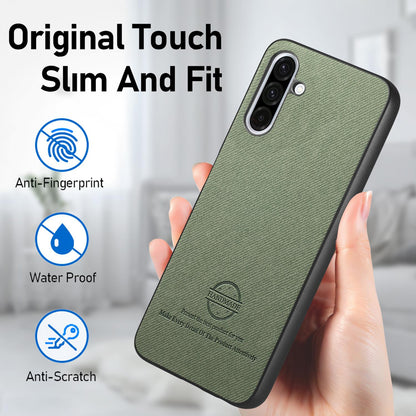 Samsung Galaxy A26 Case - Vegan Leather and Twill Fabric Skin with Anti-Scratch and Drop Protection Back Phone Case