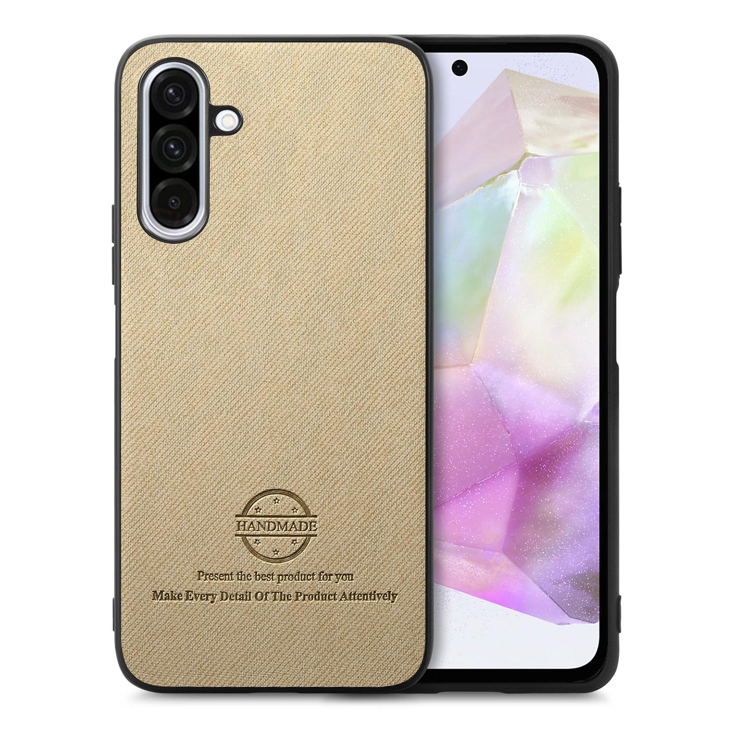 Samsung Galaxy A26 Case - Vegan Leather and Twill Fabric Skin with Anti-Scratch and Drop Protection Back Phone Case