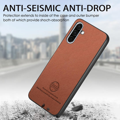 Samsung Galaxy A36 Case - Vegan Leather and Twill Fabric Skin with Anti-Scratch and Drop Protection Back Phone Case