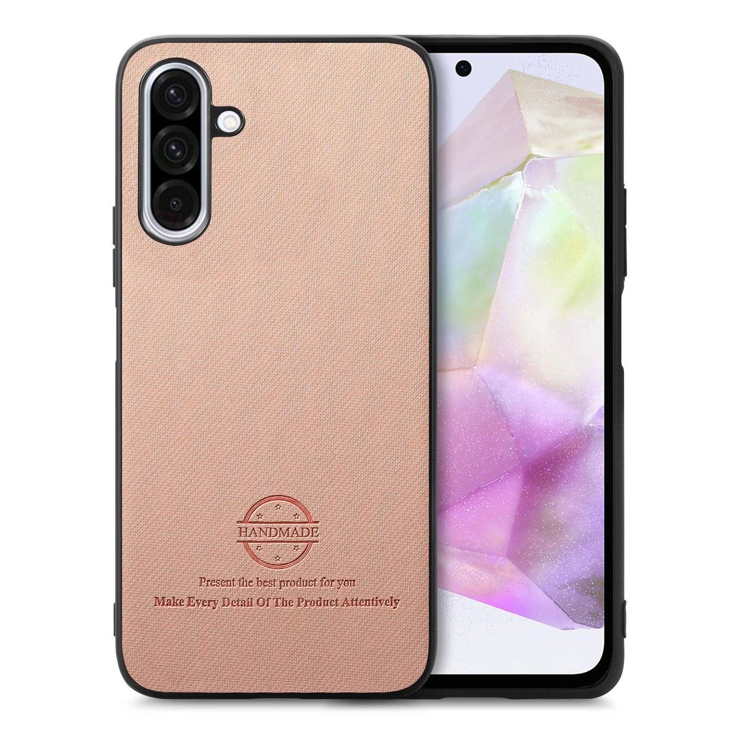 Samsung Galaxy A36 Case - Vegan Leather and Twill Fabric Skin with Anti-Scratch and Drop Protection Back Phone Case