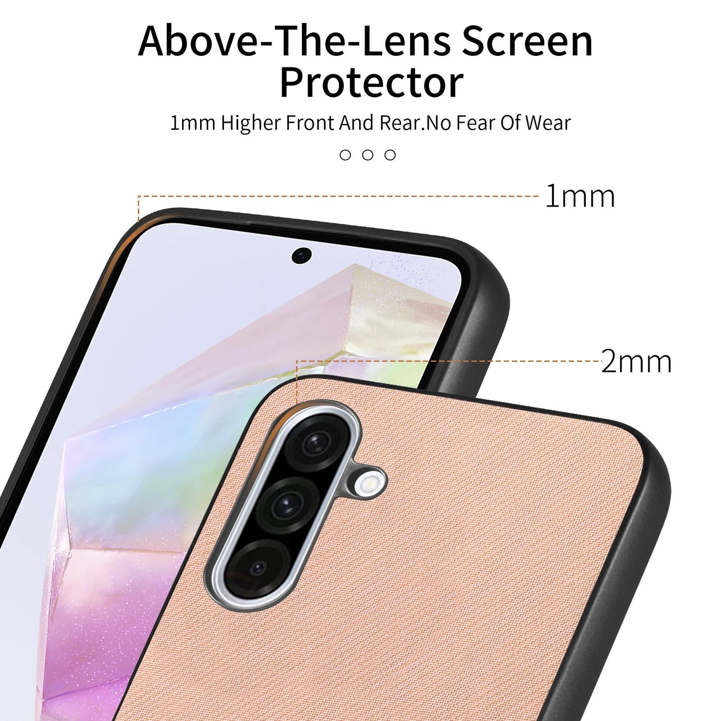 Samsung Galaxy A36 Case - Vegan Leather and Twill Fabric Skin with Anti-Scratch and Drop Protection Back Phone Case