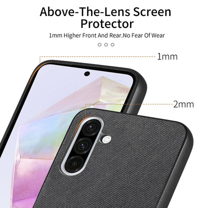 Samsung Galaxy A36 Case - Vegan Leather and Twill Fabric Skin with Anti-Scratch and Drop Protection Back Phone Case