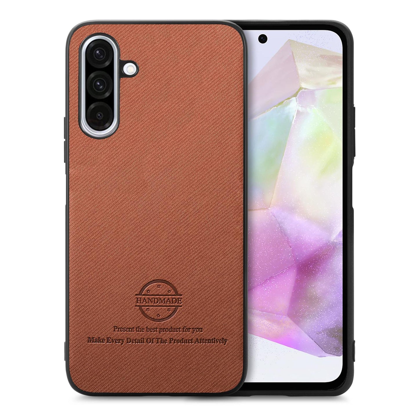Samsung Galaxy A56 5G Case - Vegan Leather and Twill Fabric Skin with Anti-Scratch and Drop Protection Back Phone Case