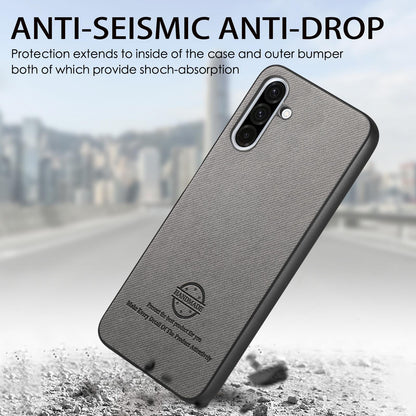 Samsung Galaxy A56 5G Case - Vegan Leather and Twill Fabric Skin with Anti-Scratch and Drop Protection Back Phone Case