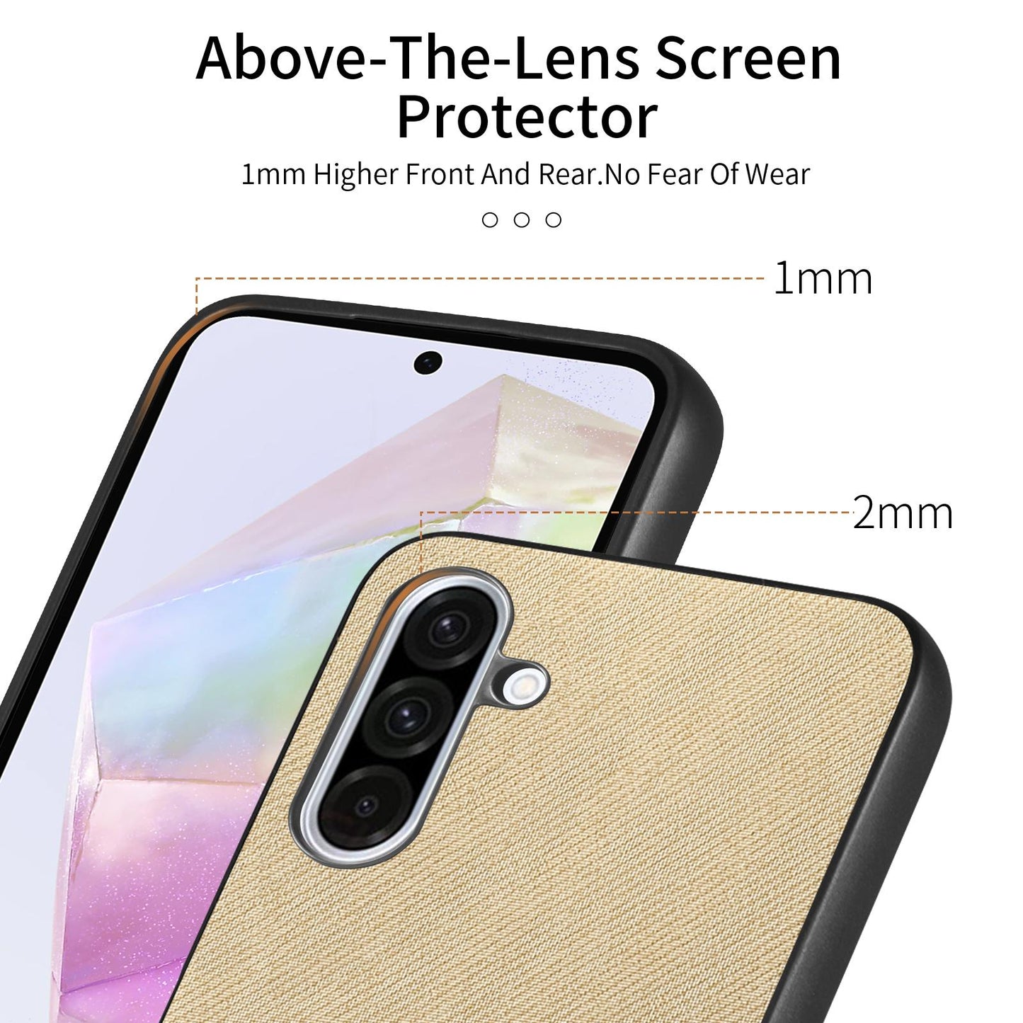 Samsung Galaxy A56 5G Case - Vegan Leather and Twill Fabric Skin with Anti-Scratch and Drop Protection Back Phone Case