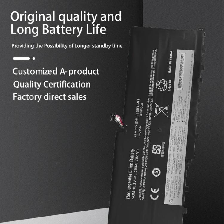00HW028 3400mAh Li-ion Laptop Battery for Lenovo ThinkPad X1 Carbon 4th Gen (2016) - CE Certified