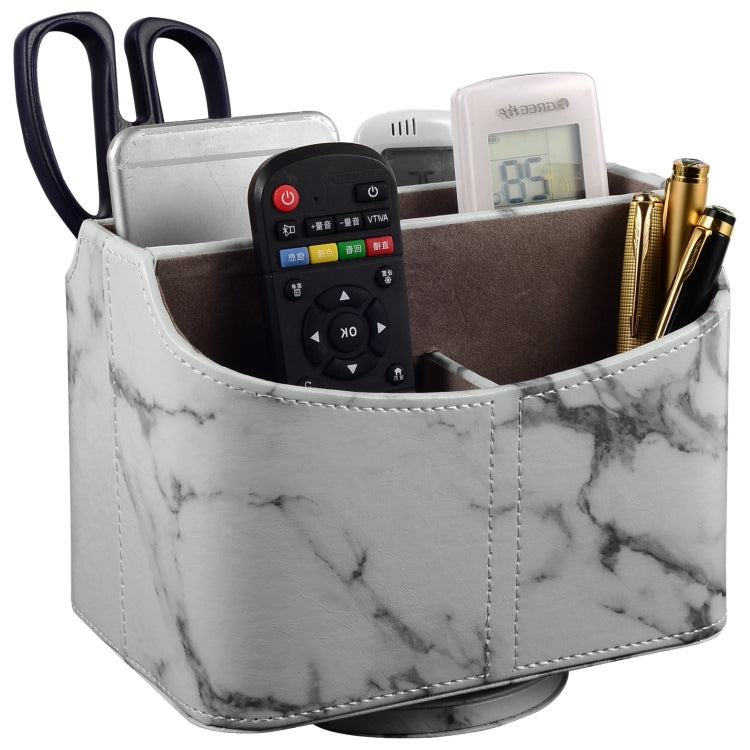 Multifunctional PU Leather Rotating Desk Organizer for Remote and Stationery