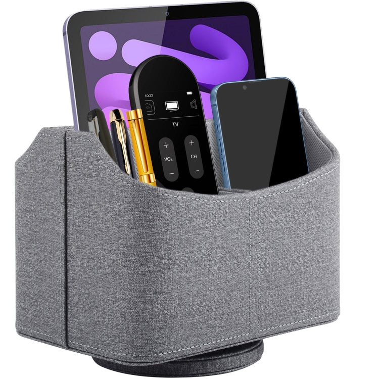 Multifunctional PU Leather Rotating Desk Organizer for Remote and Stationery