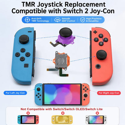 TMR Joy-Con Replacement Joystick Module for Switch 2 - Anti-Drift 3D Sensor (Orange) - Precision Control