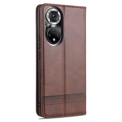 Honor 50 Leather Wallet Case with Card Holder & Magnetic Closure