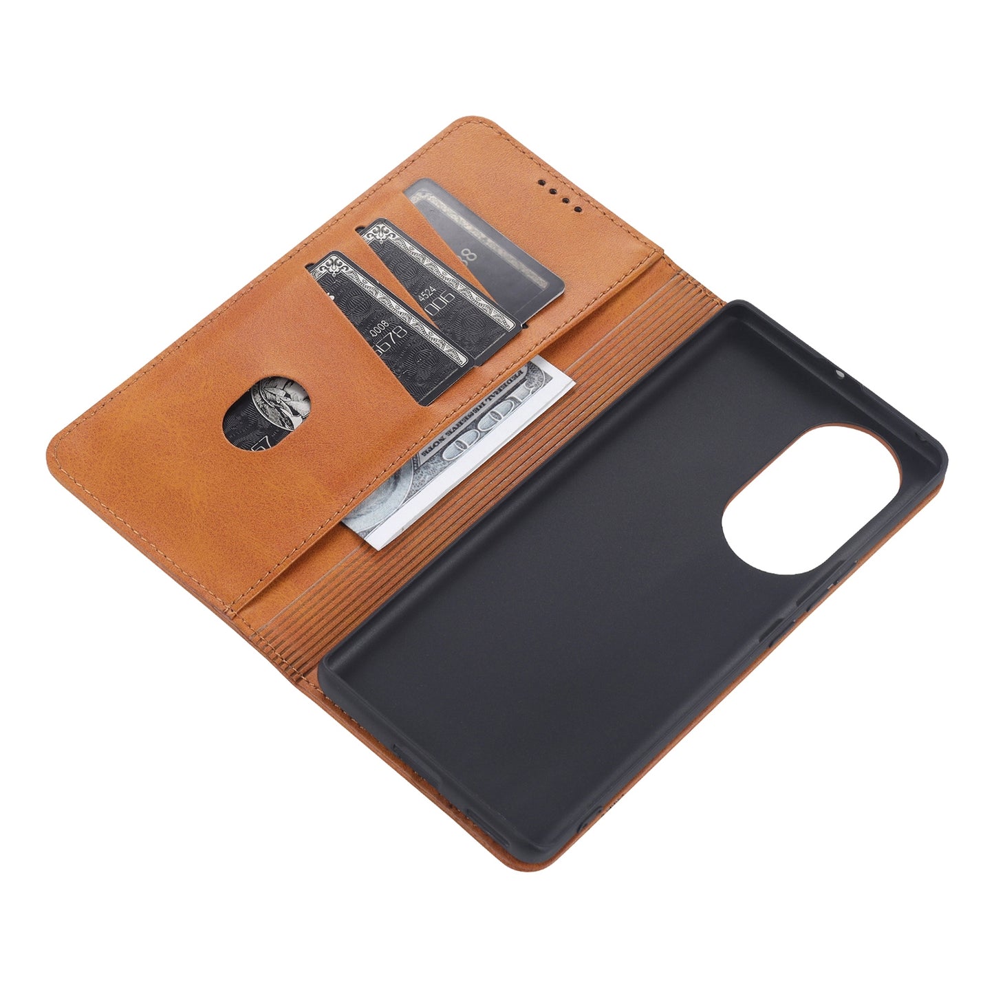 Honor 50 Leather Wallet Case with Card Holder & Magnetic Closure