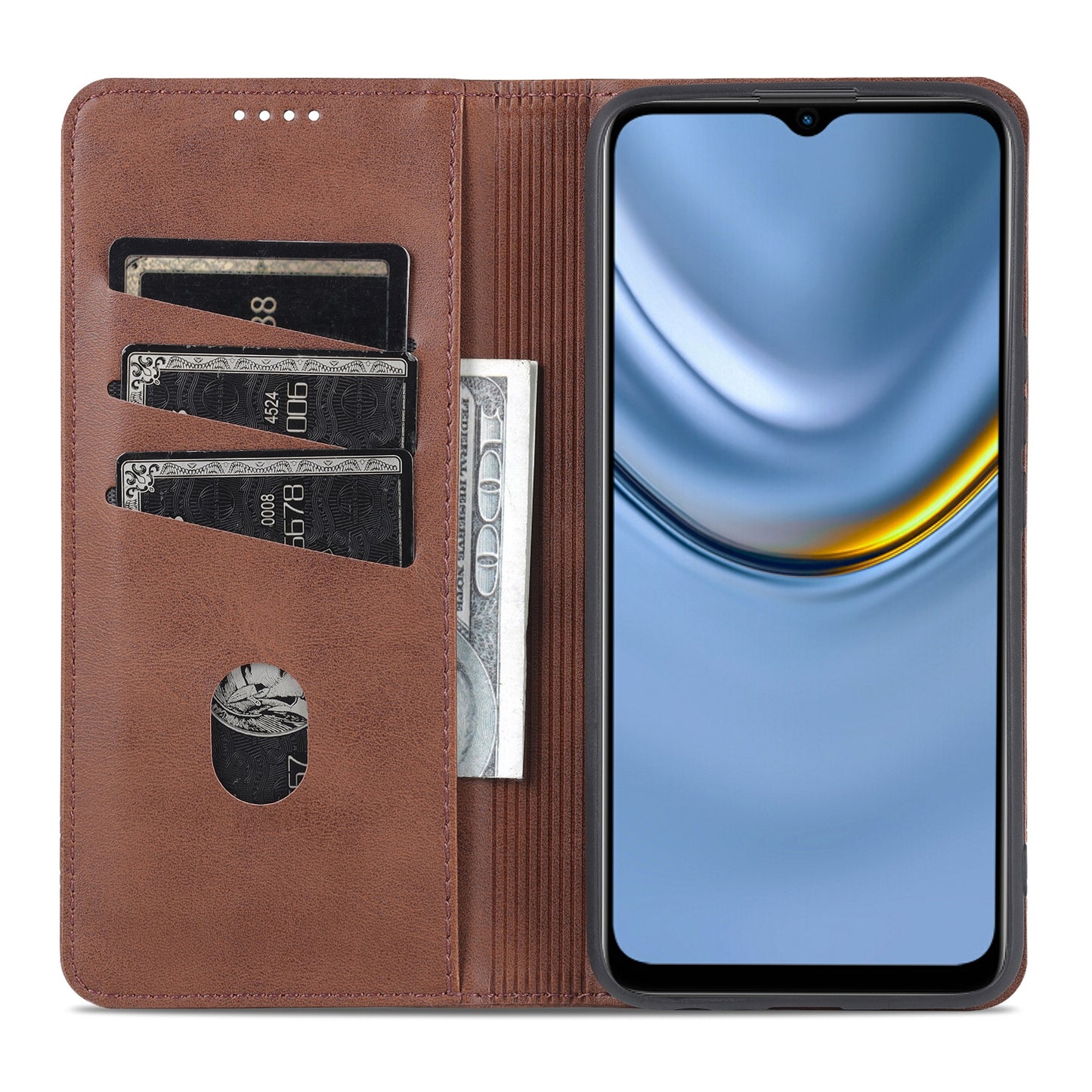 Honor Play 20 Leather Wallet Case with Card Holder & Magnetic Closure