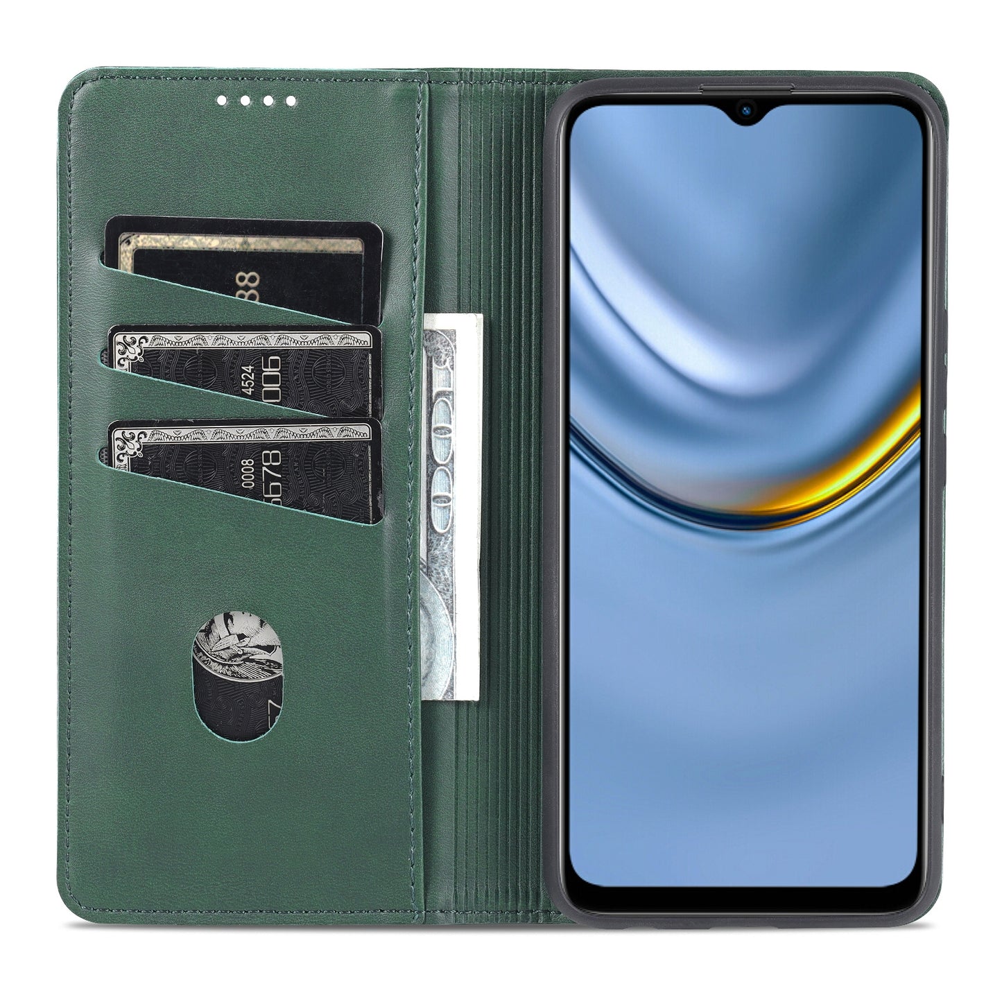 Honor Play 20 Leather Wallet Case with Card Holder & Magnetic Closure