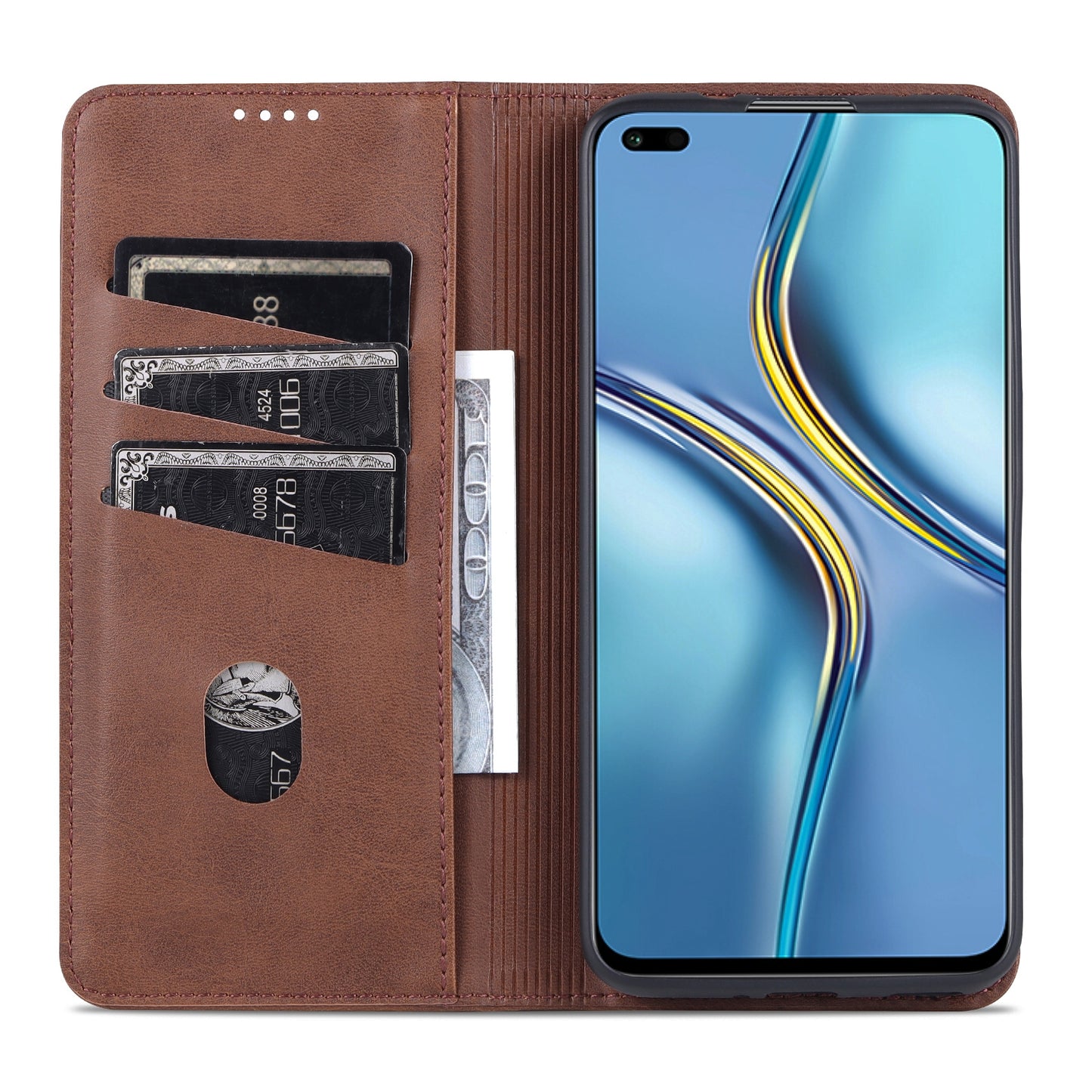 Honor X20 Leather Wallet Case with Card Holder & Magnetic Closure