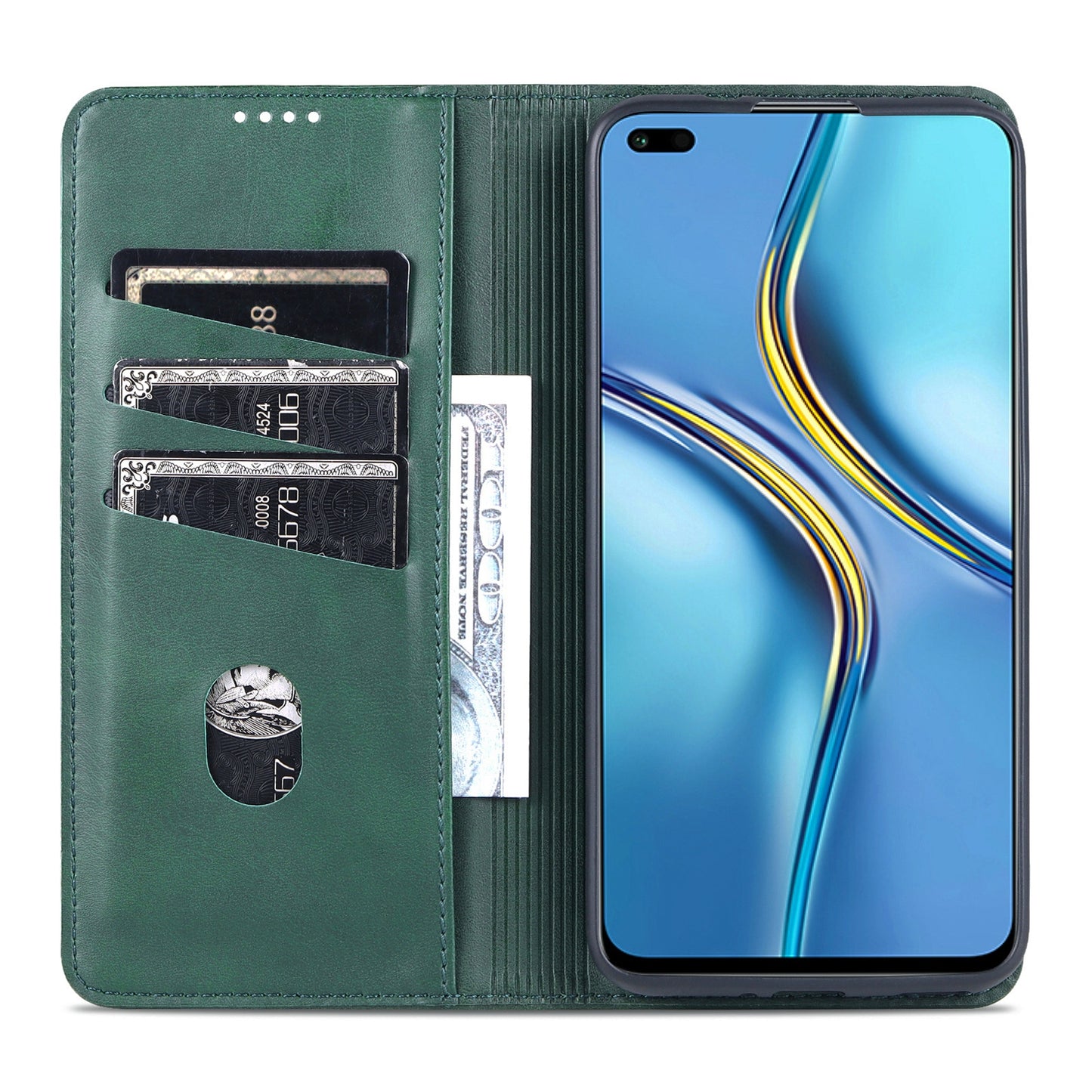 Honor X20 Leather Wallet Case with Card Holder & Magnetic Closure