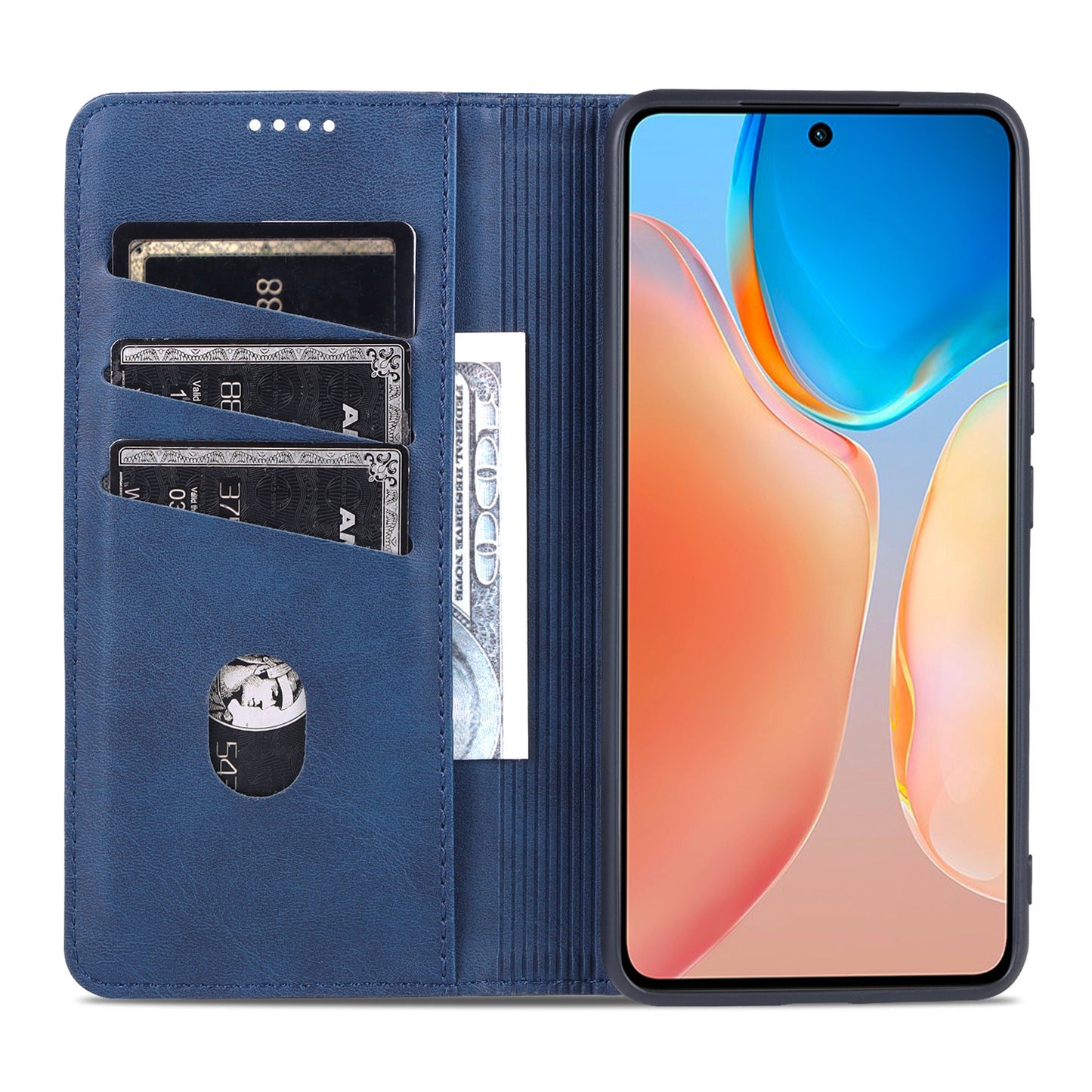 Vivo X70 Pro Leather Wallet Case with Card Holder & Magnetic Closure