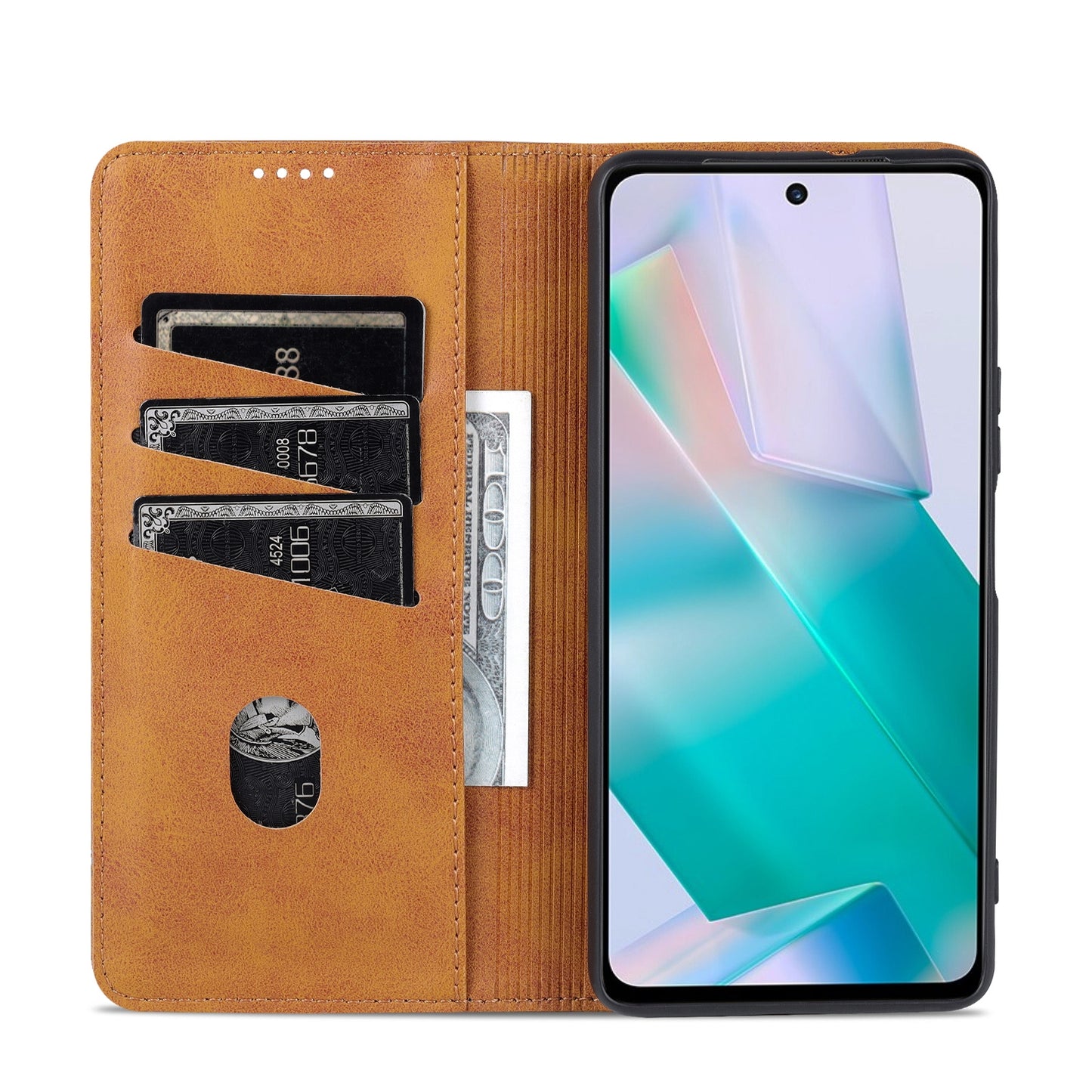 Vivo T1 Leather Wallet Case with Card Holder & Magnetic Closure