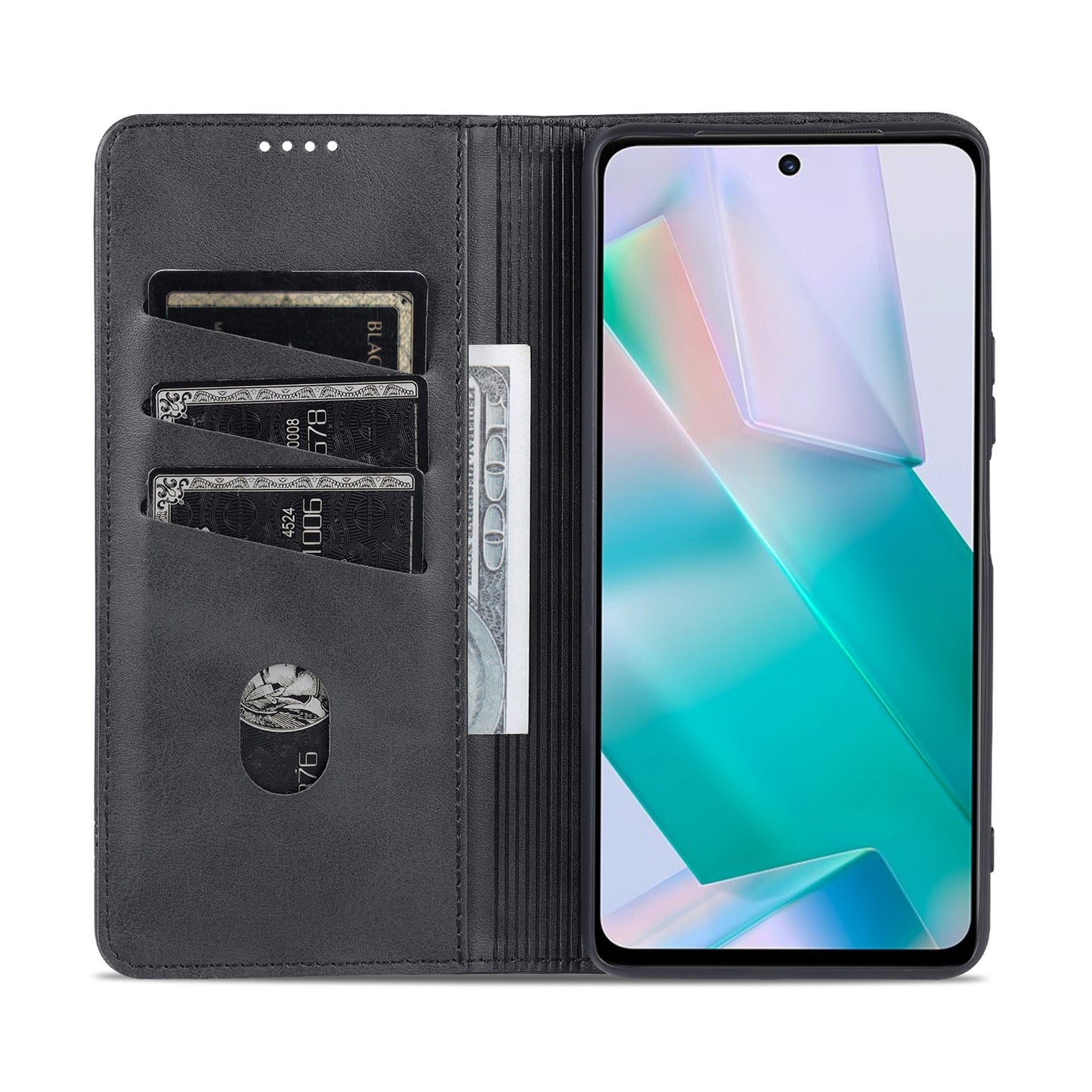 Vivo T1 Leather Wallet Case with Card Holder & Magnetic Closure