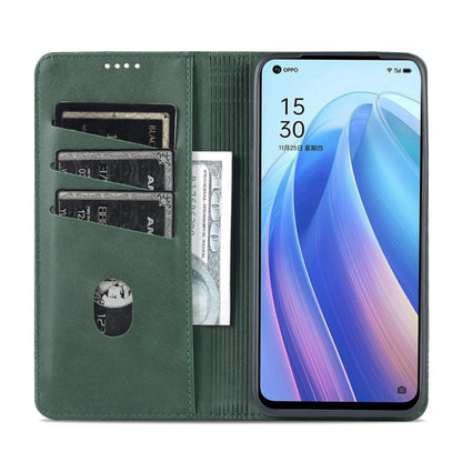 OPPO Reno7 Leather Wallet Case with Card Holder & Magnetic Closure