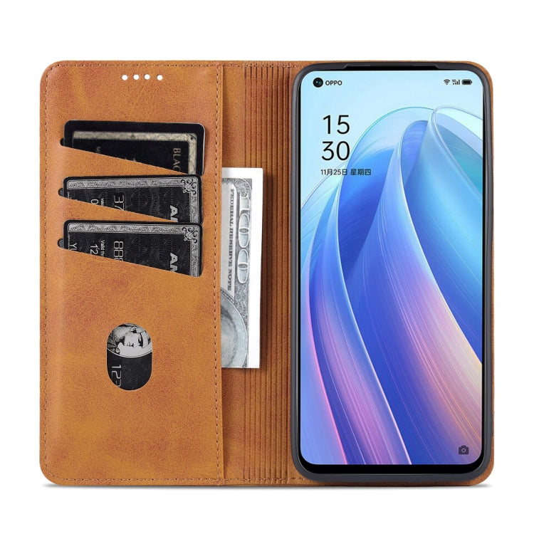 OPPO Reno7 Leather Wallet Case with Card Holder & Magnetic Closure