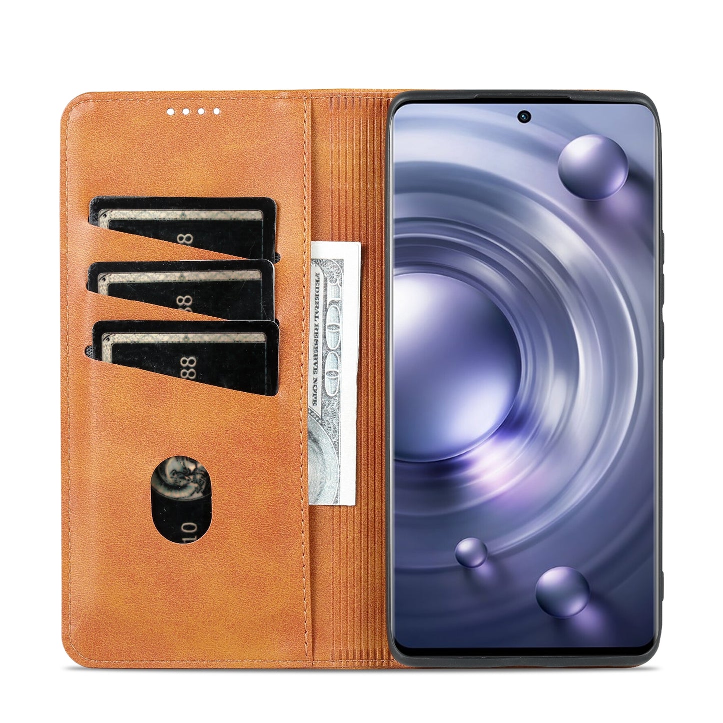 Vivo X80 Leather Wallet Case with Card Holder & Magnetic Closure