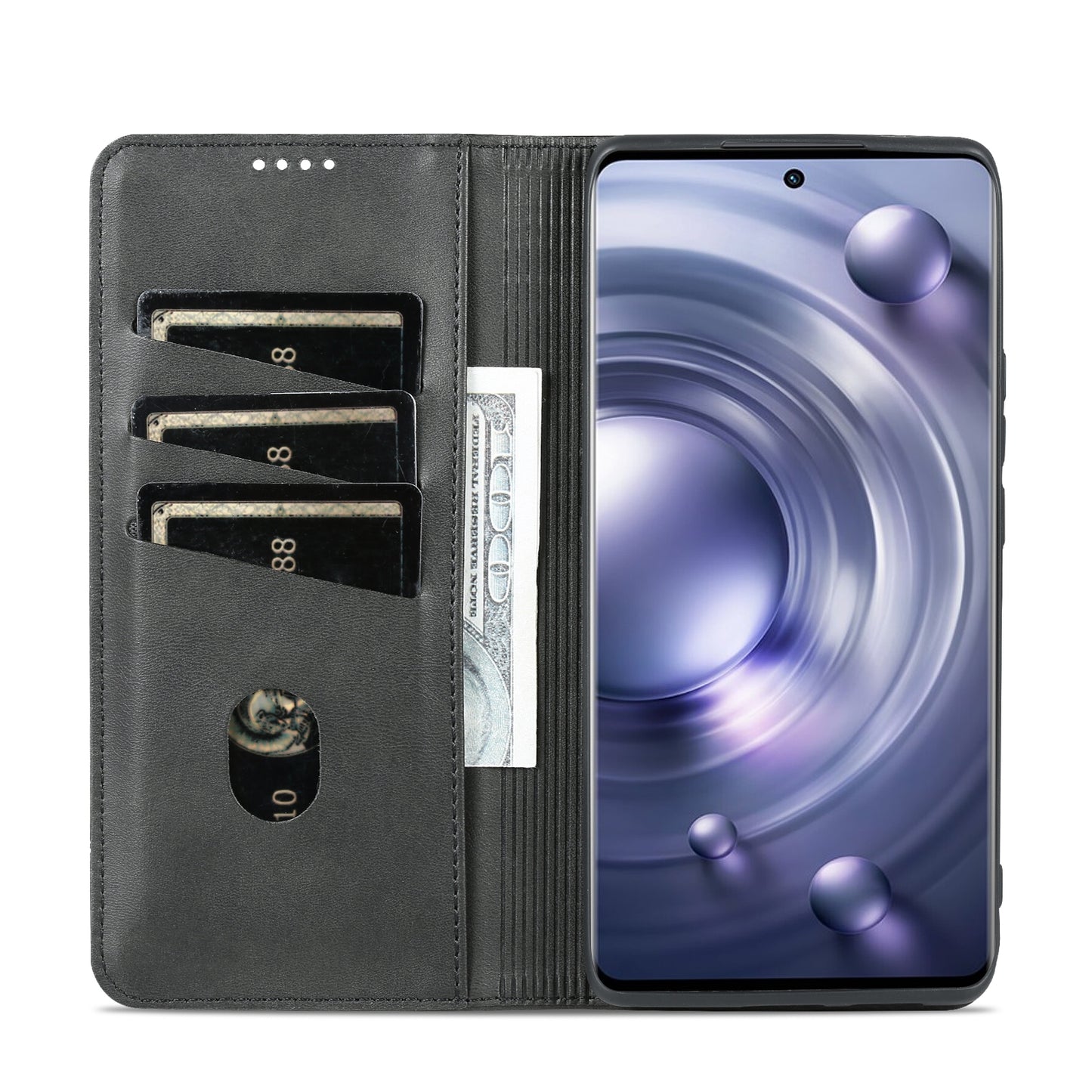 Vivo X80 Leather Wallet Case with Card Holder & Magnetic Closure