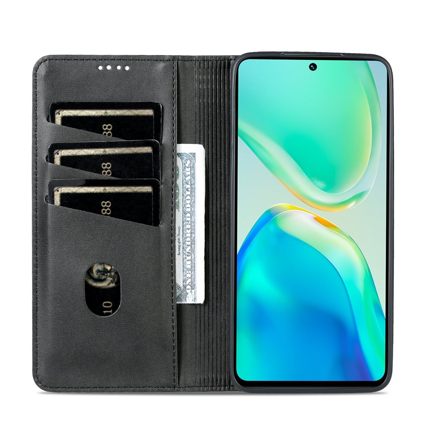 Vivo S15 Leather Wallet Case with Card Holder & Magnetic Closure