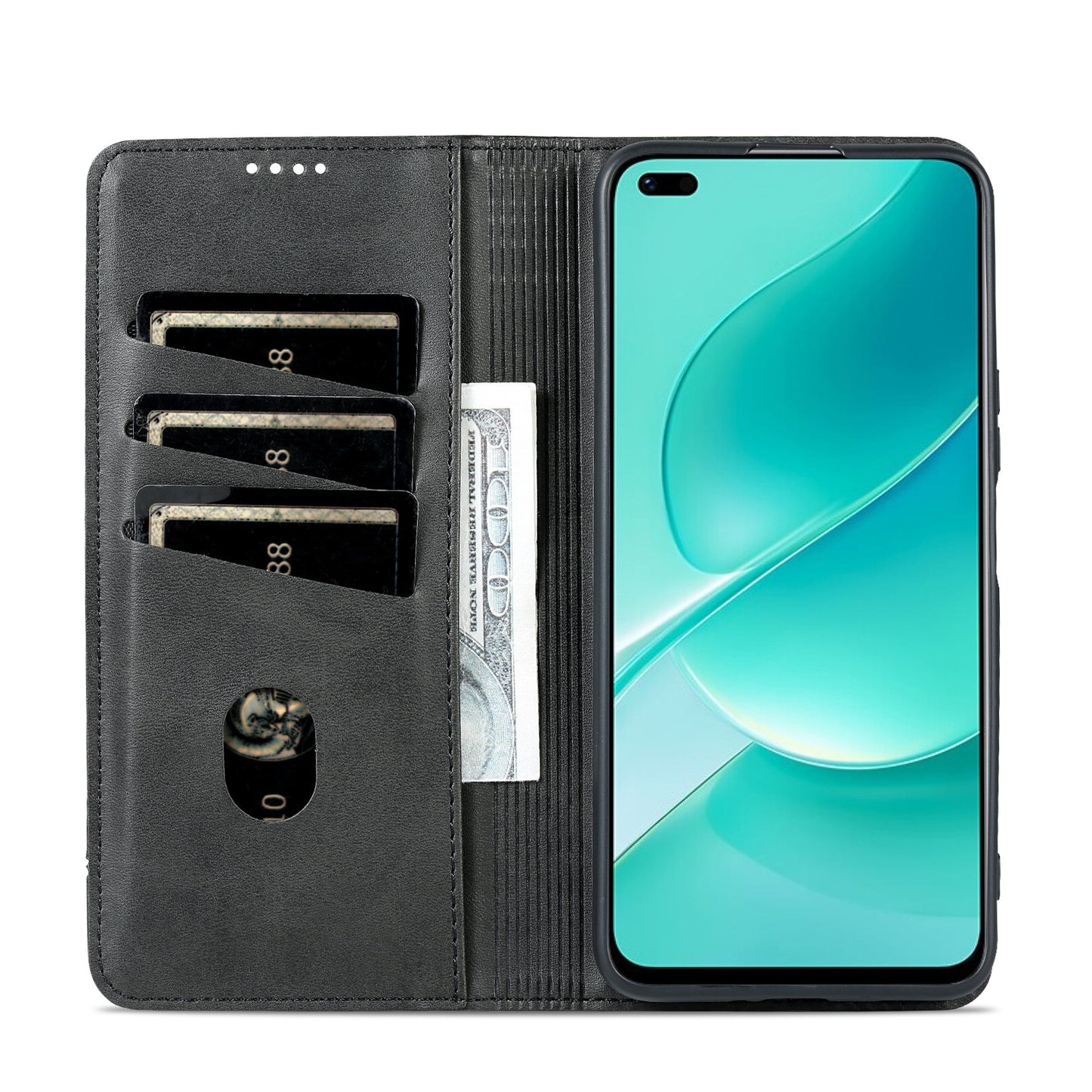 Huawei Nova 9z 5G Leather Wallet Case with Card Holder & Magnetic Closure