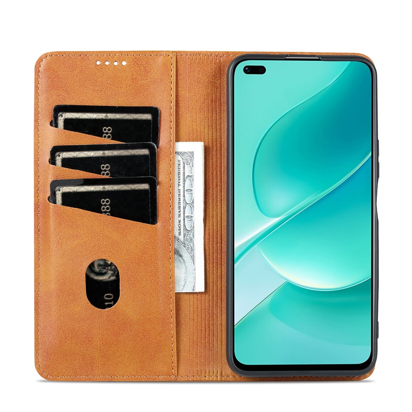 Huawei Nova 9z 5G Leather Wallet Case with Card Holder & Magnetic Closure