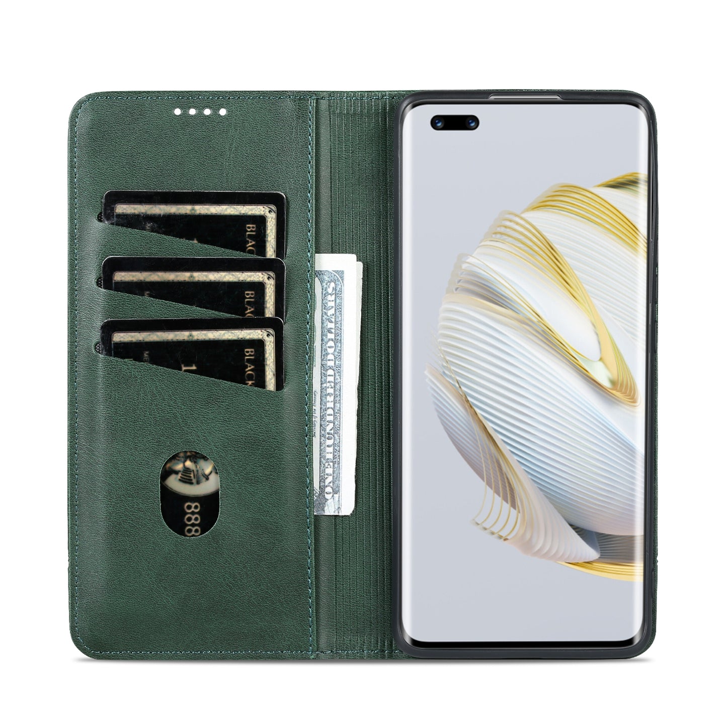 Huawei Nova 10 Leather Wallet Case with Card Holder & Magnetic Closure