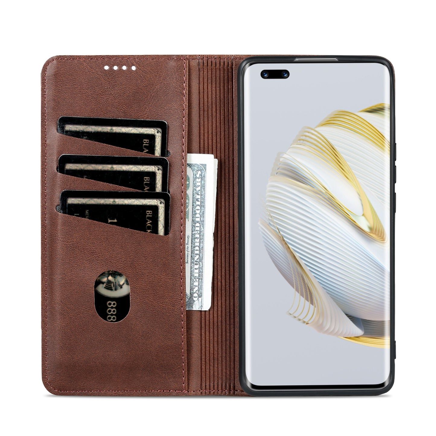 Huawei Nova 10 Leather Wallet Case with Card Holder & Magnetic Closure